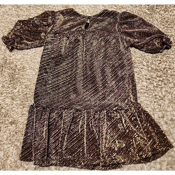 Wonder Nation Short Sleeve Girls Dress Size 6/6X Gold Black Striped A-Line Midi - Picture 3 of 5